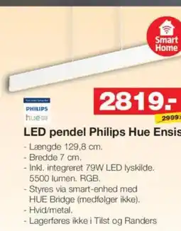 Bauhaus LED pendel Philips Hue Ensis Philips Hue lightstrip tilbud