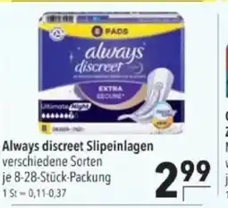 Citti Always discreet Slipeinlagen verschiedene Sorten tilbud