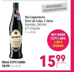 Citti Ron Legendario Elixir de Cuba, 7 Jahre tilbud