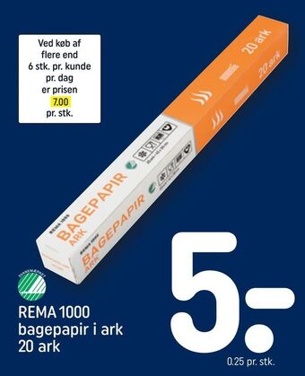 REMA 1000 REMA 1000 bagepapir i ark tilbud