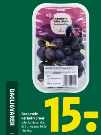 Coop 365 Coop røde kernefri druer tilbud