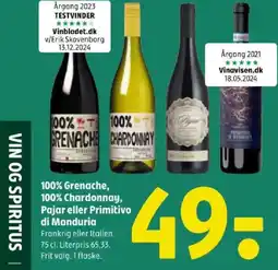 Coop 365 100% Chardonnay, Pajar eller Primitivo di Manduria tilbud