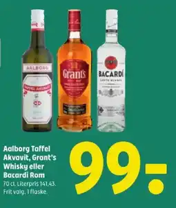 Coop 365 Aalborg Taffel Akvavit, Grant's Whisky eller Bacardi Rom tilbud