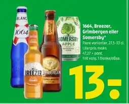 Coop 365 1664, Breezer, Grimbergen eller Somersby tilbud