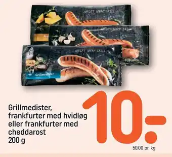 REMA 1000 Grillmedister, frankfurter med hvidløg eller frankfurter med cheddarost tilbud