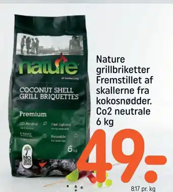 REMA 1000 Nature grillbriketter Fremstillet af skallerne fra kokosnødder tilbud