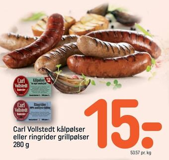 REMA 1000 Carl Vollstedt kålpølser eller ringrider grillpølser tilbud