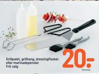 Grillpalet, grilltang, dressingflasker eller marinadepensler