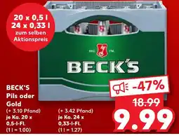 Kaufland BECK'S Pils oder Gold tilbud