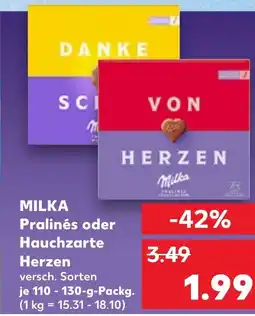 Kaufland MILKA Pralinés oder Hauchzarte Herzen tilbud