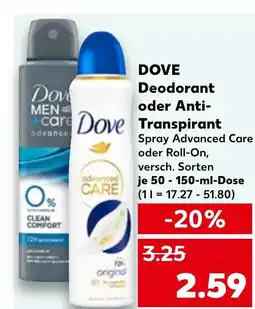 Kaufland DOVE Deodorant oder Anti-Transpirant tilbud