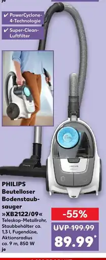 Kaufland DE PHILIPS Beutelloser Bodenstaub- sauger XB2122/09 tilbud
