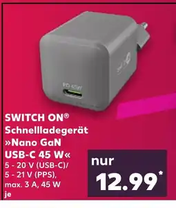 Kaufland SWITCH ONⓇ Schnellladegerät Nano GaN USB-C 45 W tilbud