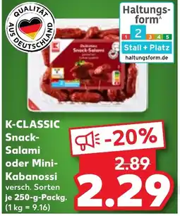 Kaufland K-CLASSIC Snack- Salami oder Mini- Kabanossi tilbud