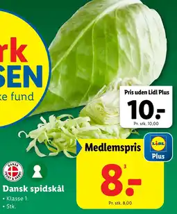 Lidl Dansk spidskål tilbud