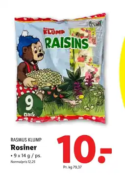 Lidl RASMUS KLUMP Rosiner tilbud