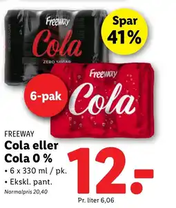 Lidl FREEWAY Cola eller Cola 0 % tilbud