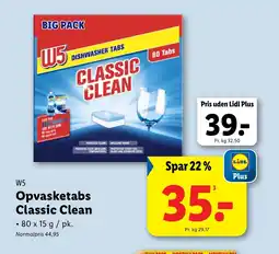 Lidl W5 Opvasketabs Classic Clean tilbud