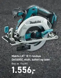 Johannes Fog Makita LXT 18 V rundsav DHS680Z, ekskl. batteri og lader, DKK 1556 tilbud