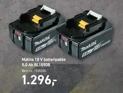Johannes Fog Makita 18 V batteripakke 5,0 Ah BL1850B, DKK 1296 tilbud