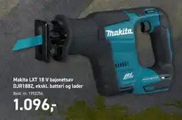 Johannes Fog Makita LXT 18 V bajonetsav DJR188Z, ekskl. batteri og lader, DKK 1096 tilbud