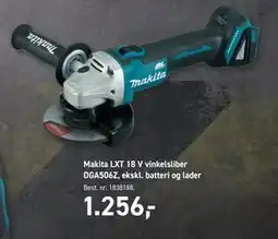 Johannes Fog Makita LXT 18 V vinkelsliber DGA506Z, ekskl. batteri og lader, DKK 1256 tilbud