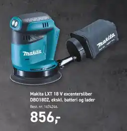 Johannes Fog Makita LXT 18 V excentersliber DBO180Z, ekskl. batteri og lader, DKK 856 tilbud