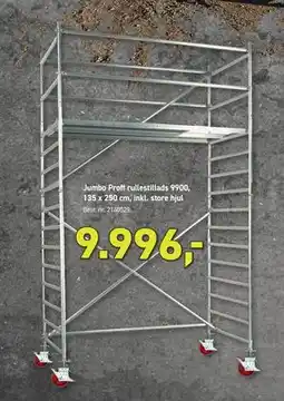 Johannes Fog Jumbo Proff rullestillads 9900, 135 x 250 cm, inkl. store hjul, DKK 9996 tilbud