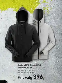 Johannes Fog Snickers 2890 AllroundWork hættetrøje, str. M-2XL, DKK 396 tilbud