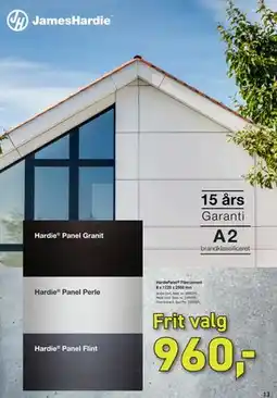 Johannes Fog HardiePanel Fibercement 8 x 1220 x 2500 mm, DKK 960 tilbud