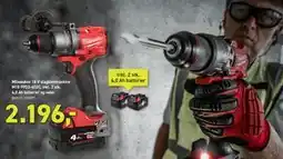 Johannes Fog Milwaukee 18 V slagboremaskine M18 FPD3-402C, inkl. 2 stk. 4,0 Ah batterier og lader, DKK 2196 tilbud