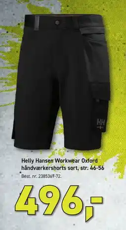 Johannes Fog Helly Hansen Workwear Oxford håndværkershorts sort, str. 46-56, DKK 496 tilbud
