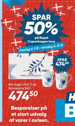 Bilka Spar 50% på Royal Copenhagen krus, DKK 474.5 tilbud