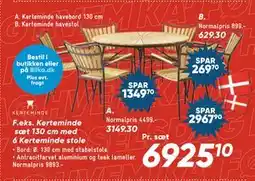 Bilka Kerteminde sæt 130 cm med 6 Kerteminde stole, DKK 6925.1 tilbud