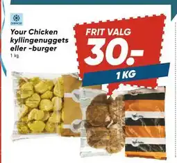 Bilka Your Chicken kyllingenuggets eller -burger, DKK 30 tilbud