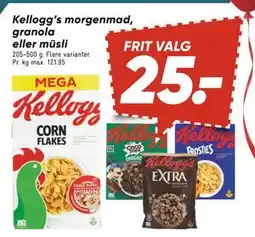 Bilka Kellogg’s morgenmad, granola eller müsli, DKK 25 tilbud
