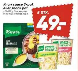Bilka Knorr sauce 3-pak eller snack pot, DKK 49 tilbud