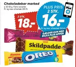 Bilka Chokoladebar marked, DKK 18, App-pris tilbud
