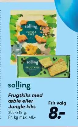 Bilka Frugtkiks med æble eller Jungle kiks, DKK 8 tilbud