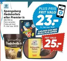 Bilka Spangsberg flødebolleis eller Premier Is, DKK 25, App-pris tilbud