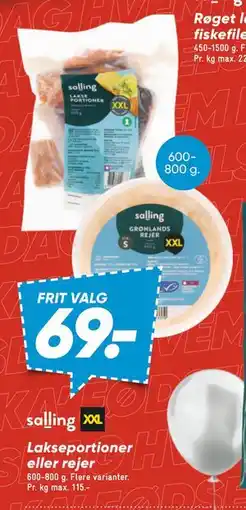 Bilka Lakseportioner eller rejer, DKK 69 tilbud