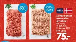 Bilka Dansk hakket okse- eller grisekød, DKK 75 tilbud