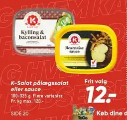 Bilka K-Salat pålægssalat eller sauce, DKK 12 tilbud
