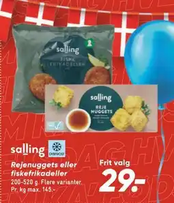 Bilka Rejenuggets eller fiskefrikadeller, DKK 29 tilbud