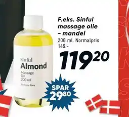 Bilka Sinful massage olie - mandel, DKK 119.2 tilbud