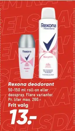 Bilka Rexona deodorant, DKK 13 tilbud