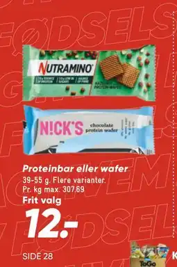 Bilka Proteinbar eller wafer, DKK 12 tilbud