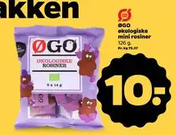 Netto ØGO økologiske mini rosiner, DKK 10 tilbud