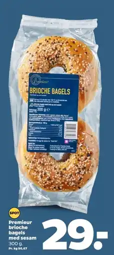 Netto Premieur brioche bagels med sesam, DKK 29 tilbud