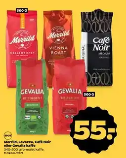 Netto Merrild, Lavazza, Café Noir eller Gevalia kaffe, DKK 55 tilbud